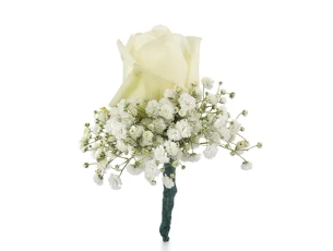 דש לחתן : ורד וגיבסנית בלבן ZER4U