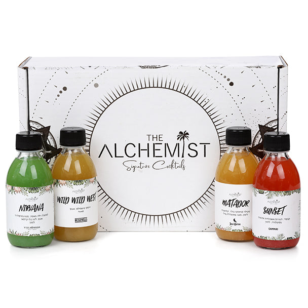 מארז קוקטיילים מבית THE ALCHEMIST מכיל 4 בקבוקים